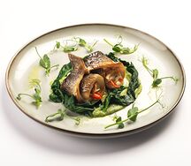 Филе сибаса с чечевицей