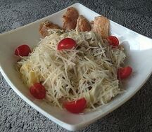 Паста Ветчина халяль с шампиньонами