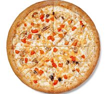 Пицца Удовольствие с грибами на толстом тесте 