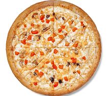 Пицца Удовольствие с грибами на тонком тесте 