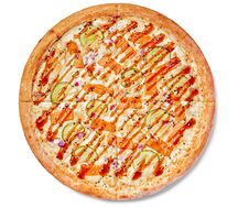 Пицца Удовольствие с лососем на толстом тесте стандарт