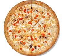 Пицца Удовольствие с грибами на тонком тесте стандарт 