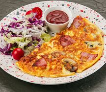 Омлет с ветчиной и грибами 