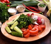 Свежие овощи с ароматной зеленью