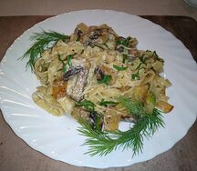 Паста с грибами и цукини