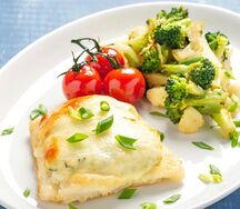 Треска с сыром и кабачком