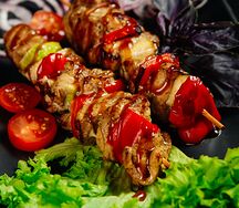 Куриные шашлычки с овощами гриль