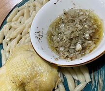 Галушки чеченские с курицей