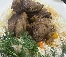 Куриная печень с гарниром