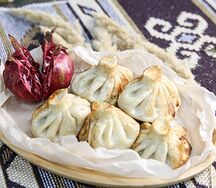 Хинкали жареные с говядиной и свининой