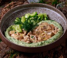 Бефстроганов с картофельным пюре