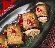 Рулетики из баклажанов с орехами