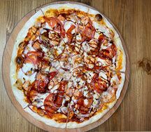 Цыпленок BBQ, пицца на тонком тесте