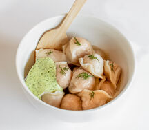 Пельмени с редькой веган