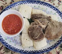 Хинкал аварский с отварными говяжьими ребрами