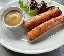 Жареные сосиски халяль с горчицей