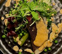 Запечённое филе палтуса со спаржей