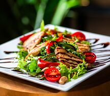 Теплый салат с курицей