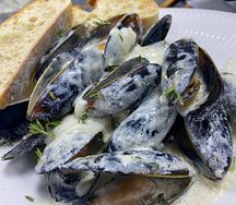 Мидии с горгонзолой