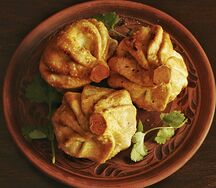 Хинкали с грибами жареные