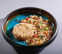 Мясо мидии с рисом