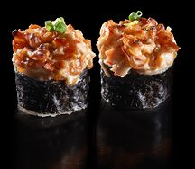 Запеченный Ролл Фудзияма с креветкой и снежным крабом