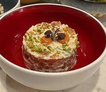 Оливье с форелью слабой соли