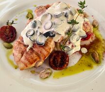 Куриное конфи с пастой и овощами