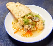 Треска с бульоном