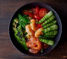 Чираши с лососем и креветкой