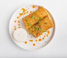 Блины с мясом и сметаной