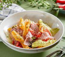 Салат с гарганелли, ветчиной и мини-моцареллой