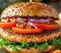 Бургер с лососевой котлетой