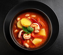 Острый суп с креветками