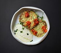 Оладьи из цукини с муссом пармезан