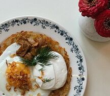 Решти с лисичками и копченой сметаной