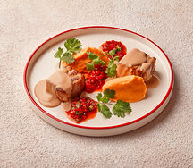 Свиная грудинка с пюре из батата 