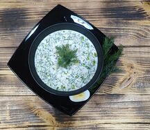 Окрошка с курочкой горячего копчения на айране
