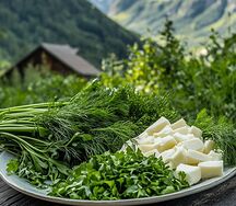 Брынза, зелень