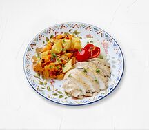 Куриная грудка с картофелем и печеной тыквой 