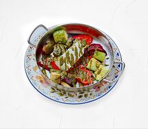 Овощи гриль с брынзой и соусом чимичурри 