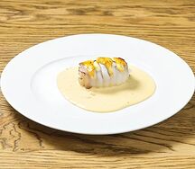 Кальмар фаршированный под соусом Бешамель