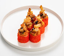 Запеченный ролл с угрем и креветкой