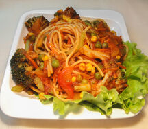 Спагетти с овощами