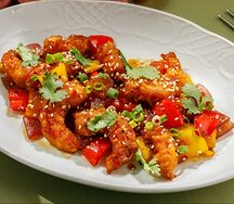 Креветки с овощами