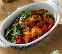 Свинина тушеная с баклажанами