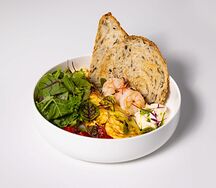 Омлет с креветками и кремом биск