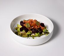 Green вафля с форелью и сливочным кремом