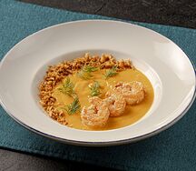 Крем-суп из батата с креветками