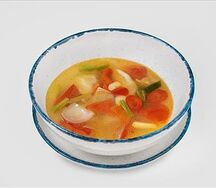 Суп с овощами и пельменями из индейки